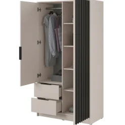 Garnero Arredamenti Armadio Ante Battenti|Guardaroba-Armadio 105x200h cm 2 ante con cassetti cashmere Miller Beige