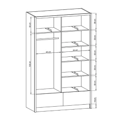 Garnero Arredamenti Armadio Ante A Specchio|Armadio Ante Scorrevoli-Armadio 134x214h cm 2 ante con specchio bianco lucido Jeki Gihome®