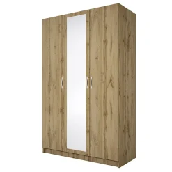 Garnero Arredamenti Armadio Cameretta|Armadio Ante A Specchio-Armadio 120x190h cm 3 ante con specchio Plutone Rovere Rustico
