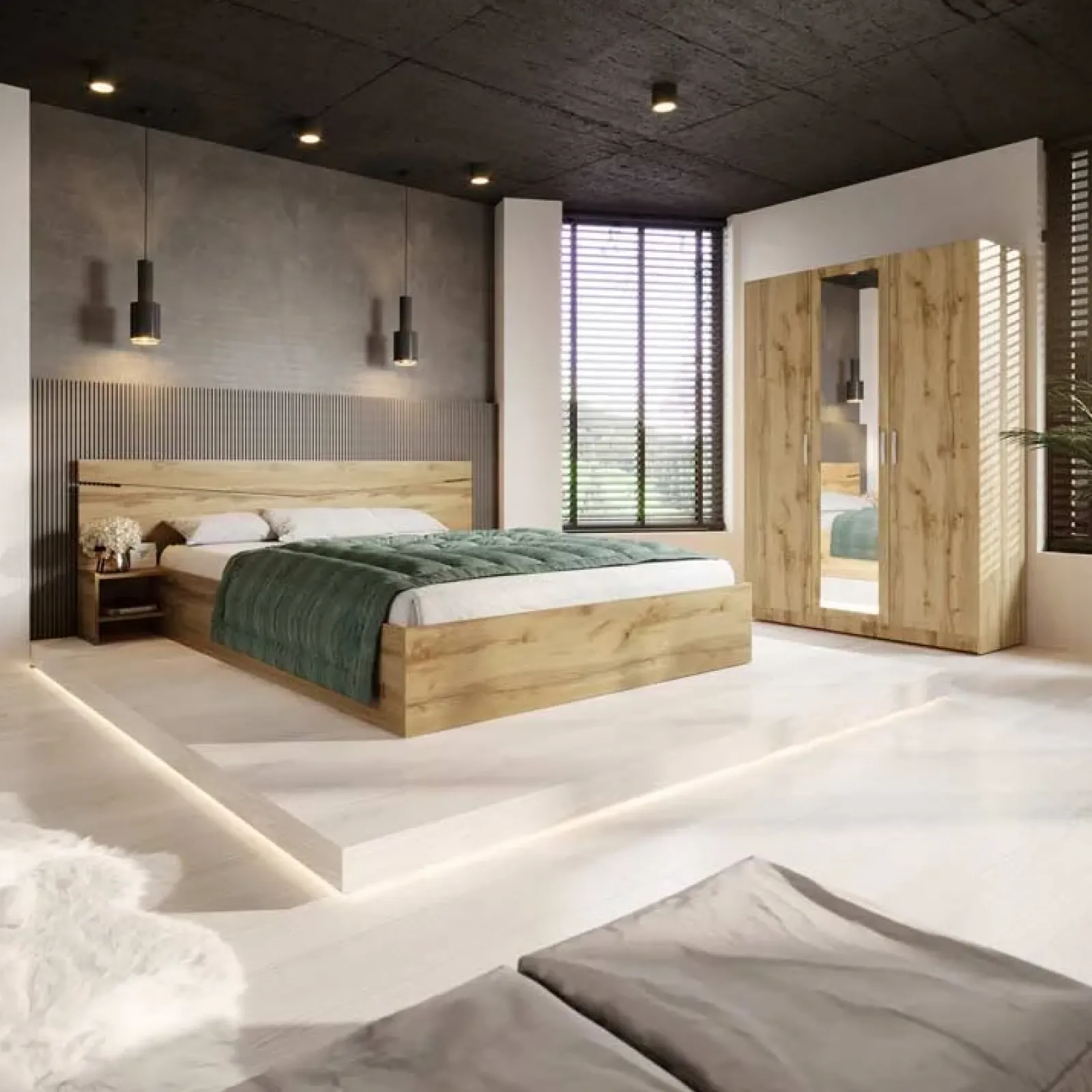 Garnero Arredamenti Armadio Cameretta|Armadio Ante A Specchio-Armadio 120x190h cm 3 ante con specchio Plutone Rovere Rustico