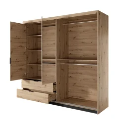 Garnero Arredamenti Armadio Ante A Specchio|Guardaroba-Armadio 220x211h cm 4 ante con specchio rovere antracite Rubik