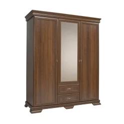 Garnero Arredamenti Armadio Ante A Specchio|Armadio Ante Battenti-Armadio 158x193h cm 3 ante con specchio 2 cassetti arte povera quercia Kelly Noce