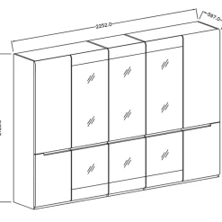 Garnero Arredamenti Armadio Ante A Specchio|Armadio Ante Battenti-Armadio 225x213h cm 5 ante con specchio bianco lucido Dubai Gihome®