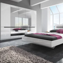 Garnero Arredamenti Armadio Ante A Specchio|Armadio Ante Battenti-Armadio 225x213h cm 5 ante con specchio bianco lucido Dubai Gihome®