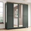 Garnero Arredamenti Armadio Ante A Specchio|Armadio Ante Battenti-Armadio 200x216h cm 4 ante con specchio verde quercia Texel