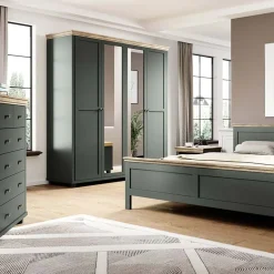 Garnero Arredamenti Armadio Ante A Specchio|Armadio Ante Battenti-Armadio 200x216h cm 4 ante con specchio verde quercia Texel