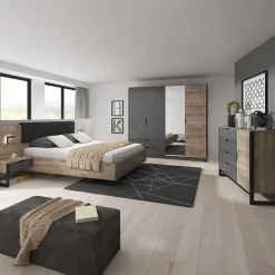 Garnero Arredamenti Armadio Ante A Specchio|Armadio Ante Battenti-Armadio 220x205h cm 4 ante con specchio grigio quercia Dable