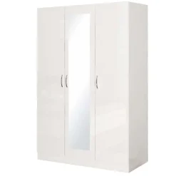 Garnero Arredamenti Armadio Ante A Specchio|Armadio Ante Battenti-Armadio 120x181h cm 3 ante con specchio moderno   Sorrento Bianco Lucido