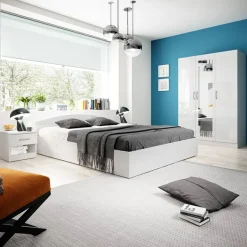 Garnero Arredamenti Armadio Ante A Specchio|Armadio Ante Battenti-Armadio 120x181h cm 3 ante con specchio moderno   Sorrento Bianco Lucido