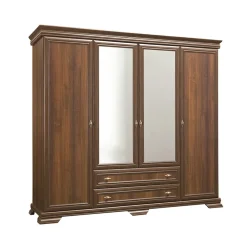 Garnero Arredamenti Armadio Ante A Specchio|Armadio Ante Battenti-Armadio 208x211h cm 4 ante con specchio 2 cassetti arte povera quercia Kelly Noce