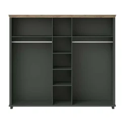 Garnero Arredamenti Armadio Ante A Specchio|Armadio Ante Battenti-Armadio 246x216h cm 5 ante con specchio quercia Texel Verde