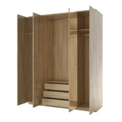 Garnero Arredamenti Armadio Cameretta|Armadio Ante A Specchio-Armadio 161x199h cm 4 ante con specchio Dogliani Rovere