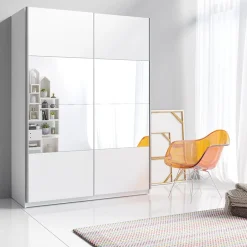 Garnero Arredamenti Armadio Ante A Specchio|Armadio Ante Scorrevoli-Armadio 150x210h cm 2 ante con specchio Pascal Gihome® Bianco Opaco