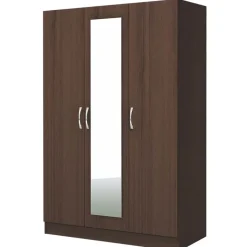 Garnero Arredamenti Armadio Ante A Specchio|Armadio Ante Battenti-Armadio 120x181h cm 3 ante con specchio moderno Sorrento Wengè