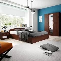 Garnero Arredamenti Armadio Ante A Specchio|Armadio Ante Battenti-Armadio 120x181h cm 3 ante con specchio moderno Sorrento Wengè