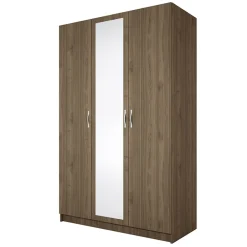 Garnero Arredamenti Armadio Cameretta|Armadio Ante A Specchio-Armadio 120x190h cm 3 ante con specchio legno Plutone Noce