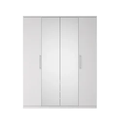 Garnero Arredamenti Armadio Cameretta|Armadio Ante A Specchio-Armadio 161x199h cm 4 ante con specchio Dogliani Bianco Frassinato