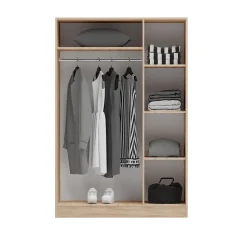 Garnero Arredamenti Armadio Ante A Specchio|Armadio Ante Battenti-Armadio 120x181h cm 3 ante con specchio moderno Sorrento Rovere