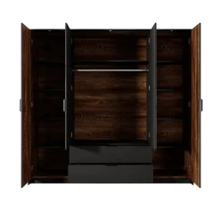 Garnero Arredamenti Armadio Ante A Specchio|Armadio Ante Battenti-Armadio 223x210h cm 4 ante con specchio quercia nero Smooty