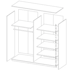Garnero Arredamenti Armadio Ante Scorrevoli|Armadio Ante A Specchio-Armadio 200x210h cm 2 ante con specchio rovere scuro Lisbona Gihome®