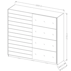 Garnero Arredamenti Armadio Ante Scorrevoli|Armadio Ante A Specchio-Armadio 200x210h cm 2 ante con specchio rovere scuro Lisbona Gihome®