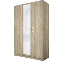 Garnero Arredamenti Armadio Cameretta|Armadio Ante A Specchio-Armadio 120x190h cm 3 ante con specchio sonoma Plutone Rovere