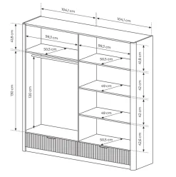Garnero Arredamenti Armadio Ante A Specchio|Armadio Ante Battenti-Armadio 213x209h cm 4 ante con specchio beige cannettato Ramis