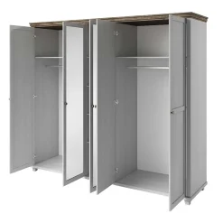 Garnero Arredamenti Armadio Ante A Specchio|Armadio Ante Battenti-Armadio 246x216h cm 5 ante con specchio pino bianco quercia Texel Bianco Frassinato