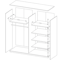 Garnero Arredamenti Armadio Ante A Specchio|Armadio Ante Scorrevoli-Armadio 200x210h cm 2 ante con specchio rovere bianco Logan Gihome®