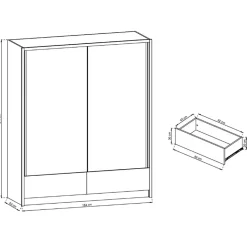 Garnero Arredamenti Armadio Ante A Specchio|Armadio Ante Scorrevoli-Armadio 184x214h cm 2 ante con specchio bianco lucido Jeki Gihome®