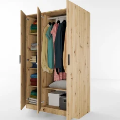 Garnero Arredamenti Armadio Cameretta|Armadio Ante Battenti-Armadio 120x191h cm 3 ante design Rodari Rovere Rustico