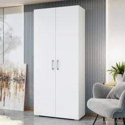 Garnero Arredamenti Armadio Cameretta|Armadio Ante Battenti-Armadio 80x190h cm 2 ante design moderno bianco Pastello