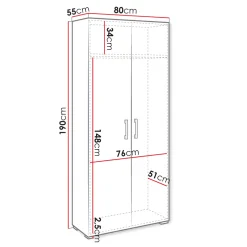 Garnero Arredamenti Armadio Cameretta|Armadio Ante Battenti-Armadio 80x190h cm 2 ante design moderno bianco Pastello