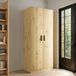 Garnero Arredamenti Armadio Cameretta|Armadio Ante Battenti-Armadio 80x191h cm 2 ante design Leopardi Rovere Rustico