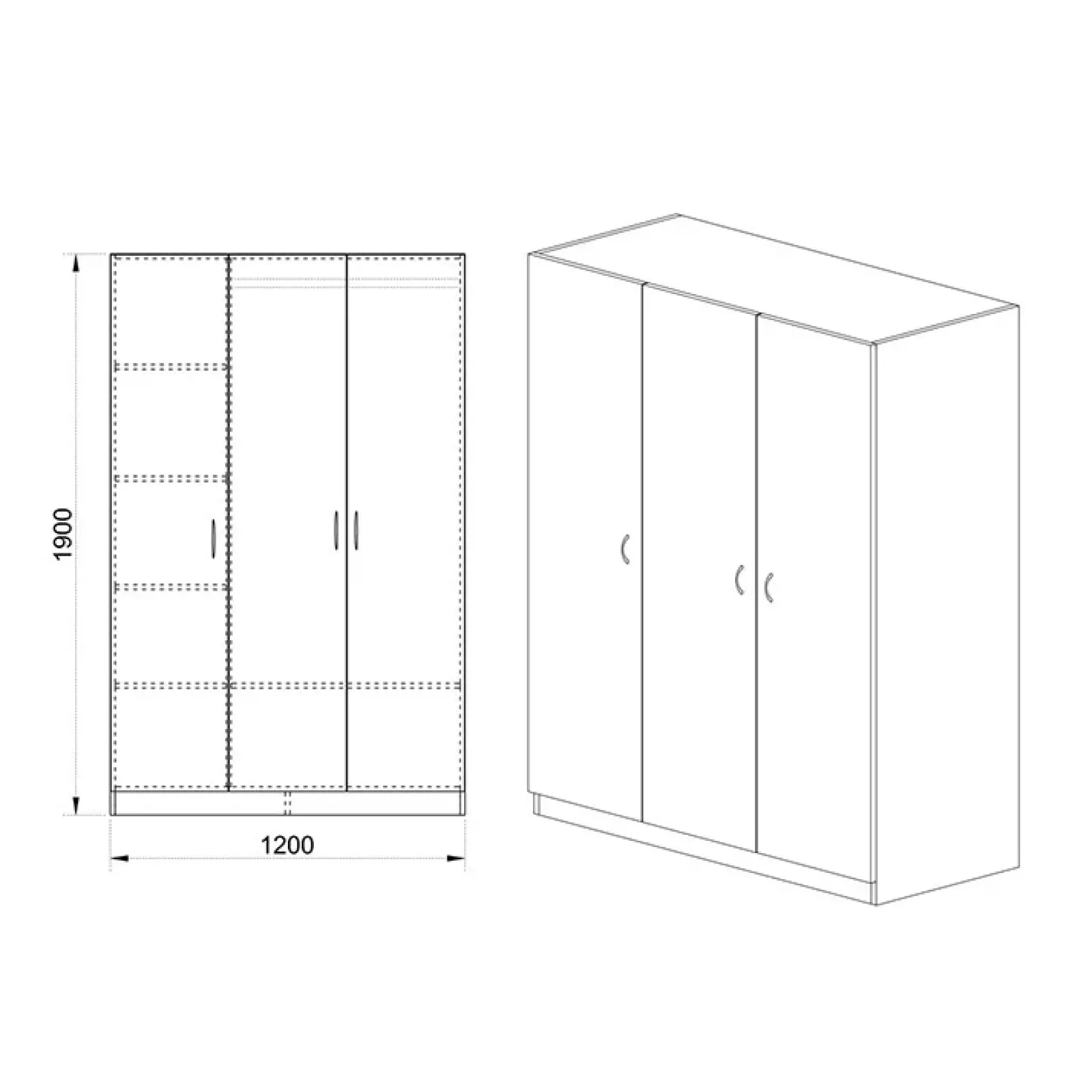 Garnero Arredamenti Armadio Cameretta|Armadio Ante Battenti-Armadio 120x190h cm 3 ante design Rodari Noce