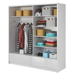 Garnero Arredamenti Armadio Ante A Specchio|Armadio Ante Scorrevoli-Armadio 204x214h cm 2 ante e 2 cassetti con specchio bianco lucido Tom Gihome®