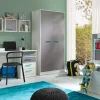 Garnero Arredamenti Armadio Cameretta-Armadio 96x195h cm 2 ante moderno pino bianco grigio blu Maya Gihome®