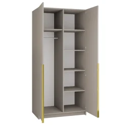 Garnero Arredamenti Armadio Cameretta|Armadio Ante Battenti-Armadio 100x215h cm 2 ante moderno beige oro Glammy 2 Beige - Oro