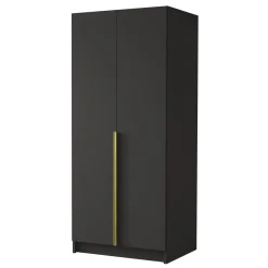 Garnero Arredamenti Armadio Cameretta|Armadio Ante Battenti-Armadio 100x215h cm 2 ante moderno nero oro Glammy 2 Nero Opaco - Oro
