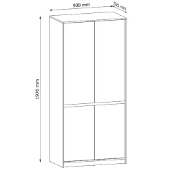 Garnero Arredamenti Armadio Cameretta|Armadio Ante Battenti-Armadio 91x198h cm 4 ante moderno rovere Funny