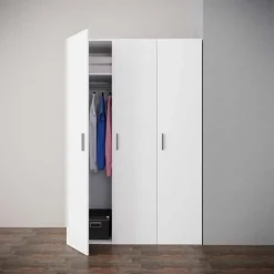 Garnero Arredamenti Armadio Cameretta|Armadio Ante Battenti-Armadio 116x176h cm 3 ante moderno bianco opaco Light Gihome®