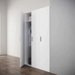 Garnero Arredamenti Armadio Cameretta|Armadio Ante Battenti-Armadio 116x176h cm 3 ante moderno bianco opaco Light Gihome®