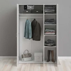 Garnero Arredamenti Armadio Cameretta|Armadio Ante Battenti-Armadio 116x176h cm 3 ante moderno bianco opaco Light Gihome®