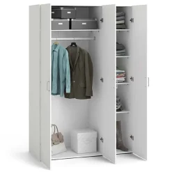 Garnero Arredamenti Armadio Cameretta|Armadio Ante Battenti-Armadio 116x176h cm 3 ante moderno bianco opaco Light Gihome®