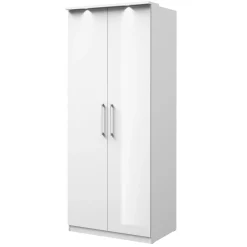 Garnero Arredamenti Armadio Ante Battenti|Guardaroba-Armadio 90x217h cm 2 ante moderno bianco opaco e lucido Naper