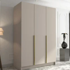 Garnero Arredamenti Armadio Cameretta|Armadio Ante Battenti-Armadio 150x215h cm 3 ante moderno beige oro Glammy 3 Beige - Oro