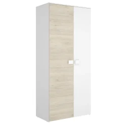 Garnero Arredamenti Armadio Cameretta|Armadio Ante Battenti-Armadio 90x205h cm 2 ante moderno rovere bianco Cairo