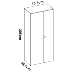 Garnero Arredamenti Armadio Cameretta|Armadio Ante Battenti-Armadio 90x205h cm 2 ante moderno rovere bianco Cairo