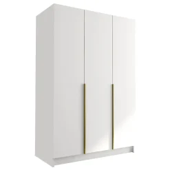 Garnero Arredamenti Armadio Cameretta|Armadio Ante Battenti-Armadio 150x215h cm 3 ante moderno bianco oro Glammy 3 Bianco Opaco - Oro