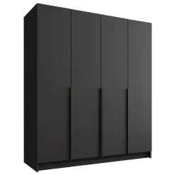 Garnero Arredamenti Armadio Ante Battenti|Guardaroba-Armadio 200x215h cm 4 ante moderno nero Glammy 4 Nero Opaco - Nero
